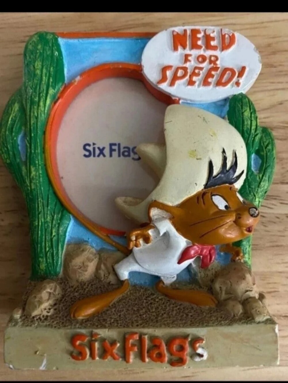 Rare (Hard To Find) 3D Embossed 1997 Six Flags Speedy Gonzales Picture Frame.